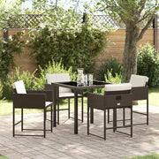 Set da Pranzo per Giardino con cuscino 5 pcs Marrone polyrattan 3380016