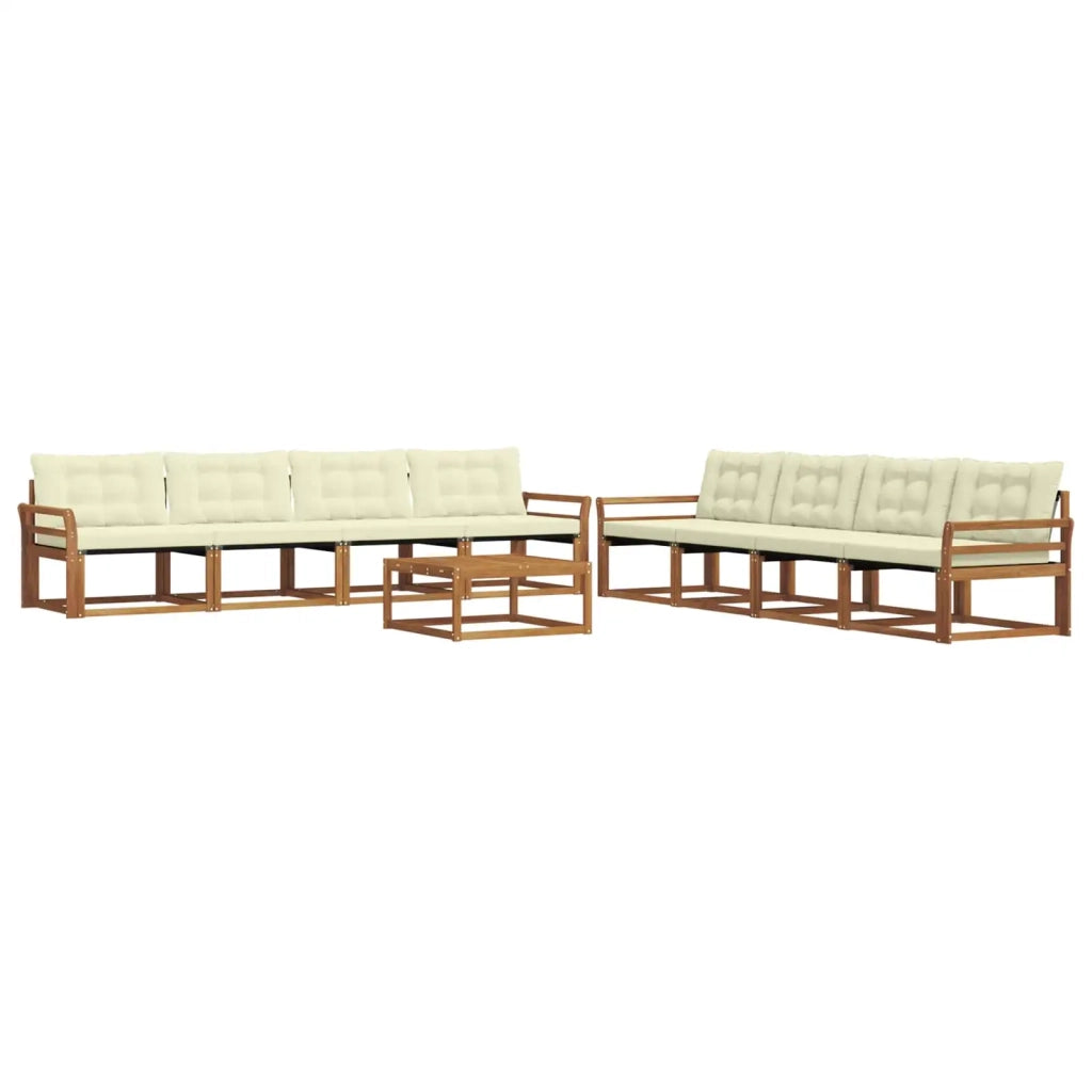 Set di divani da esterno con cuscino 9 pcs Naturale e Crema 3369313