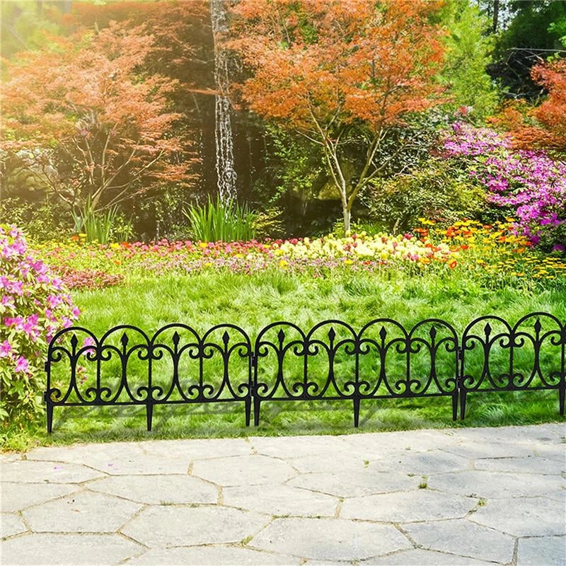 BORDO RECINZIONE DA GIARDINO 6PZ IN COLORAZIONE NERA A FANTASIA IDEALE PER ARREDARE 60X32H CM PVC