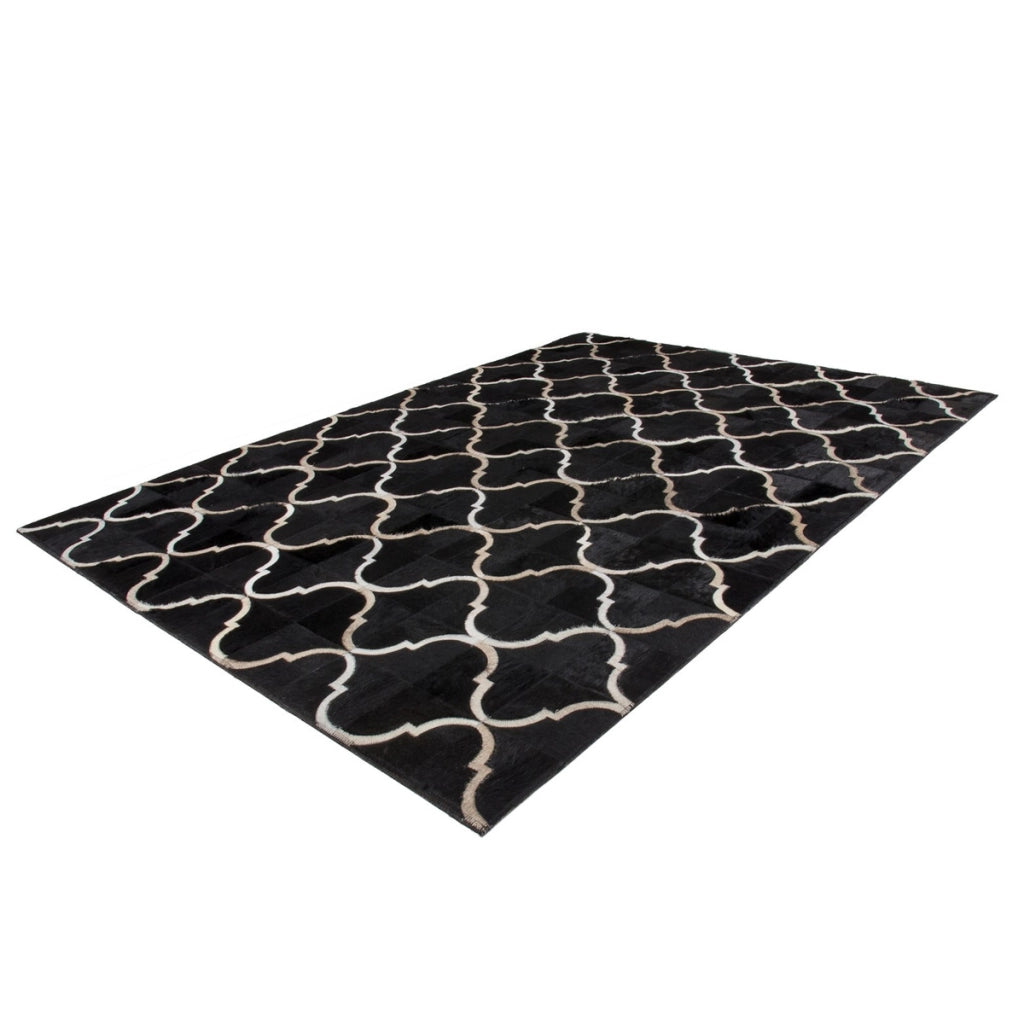 Tappeto Eclipse 300 in pelle cucito a mano nero 160x230 cm