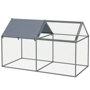 Gabbia per Conigli da Esterno 198x100x120 cm in Acciaio e Tessuto Oxford Verde e Argento