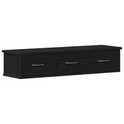 Mobiletto a muro pratico in rovere nero con 3 cassetti 88 x 26 x 18,5 cm design moderno in legno nero 02_0051786