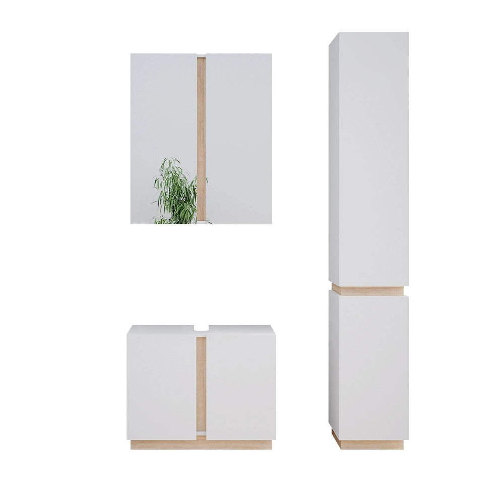 Vicco Set di mobili da bagno Bianco 3 parti, con colonna