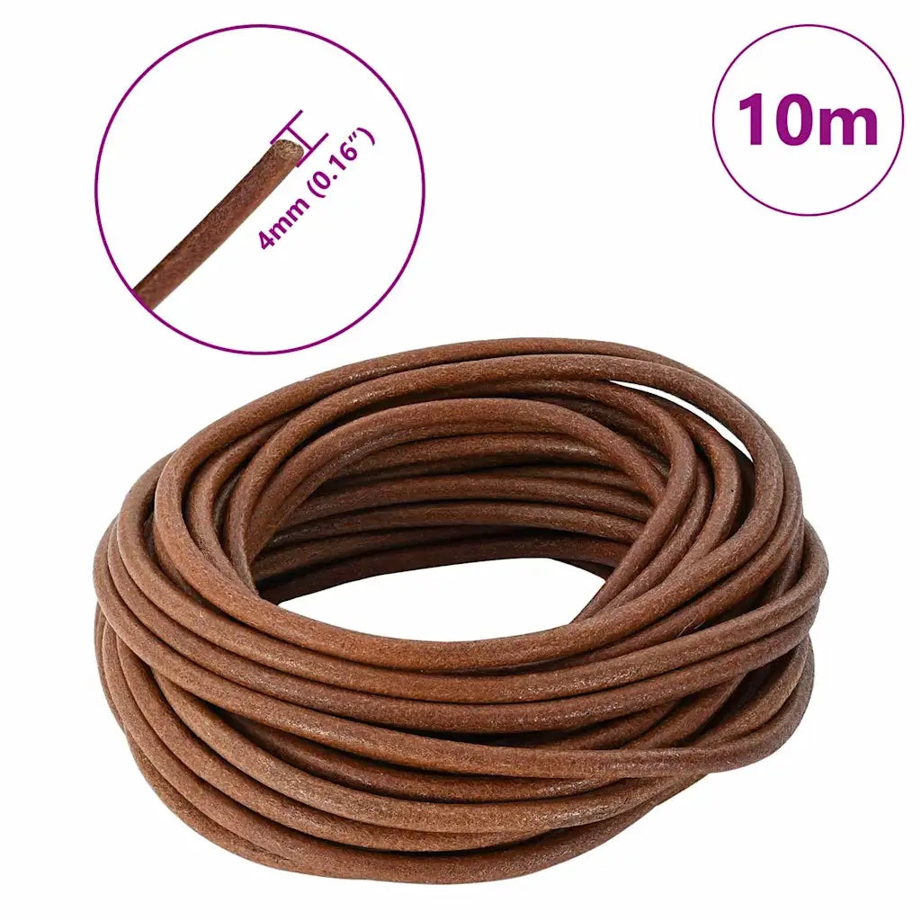 Cordino in Pelle Marrone Chiaro Ø4 mm x 10 m Pelle
