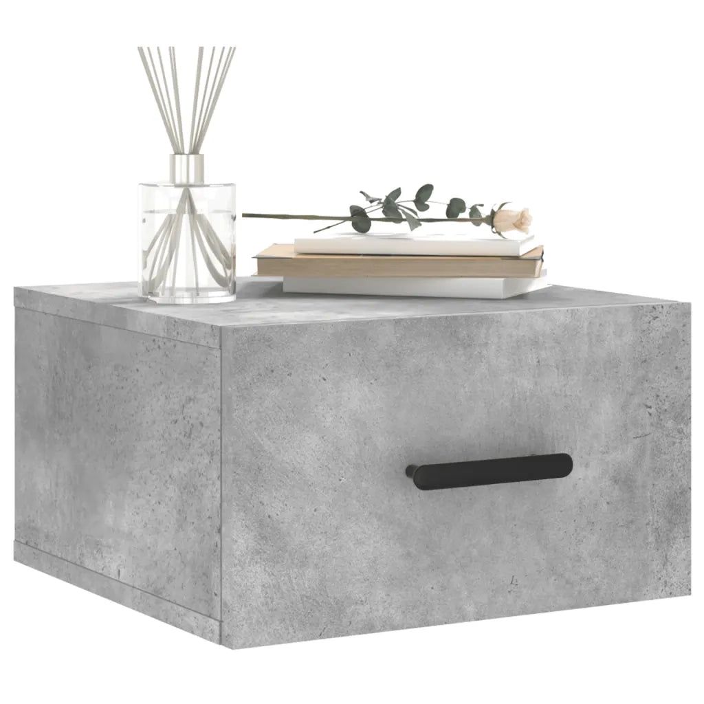 Set di 2 Comodini | Armadio da Notte | Mobiletto da notte a Muro Grigio Cemento 35x35x20 cm