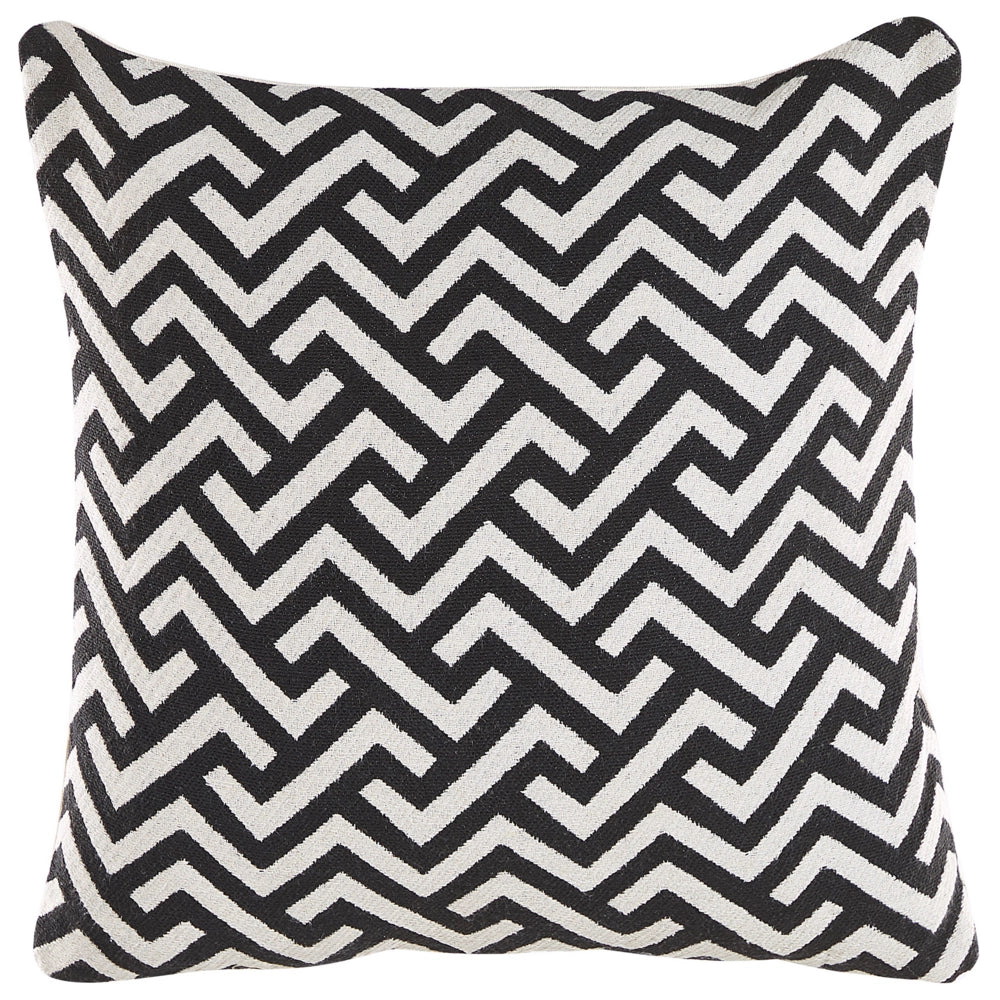 Set di 2 cuscini decorativi in cotone bianco e nero 45 x 45 cm federe rimovibili con imbottitura in poliestere