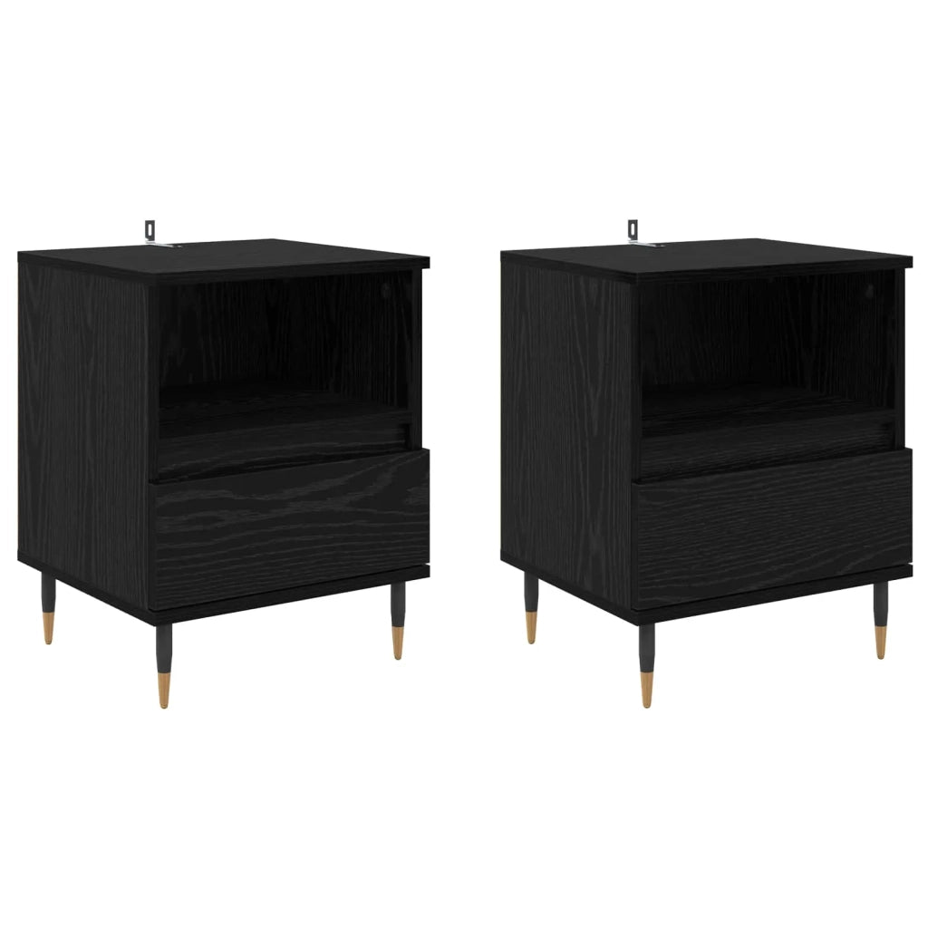 Armadio da Notte con cassetto 2 pcs Rovere Nero 40 x 35 x 50 cm 882654