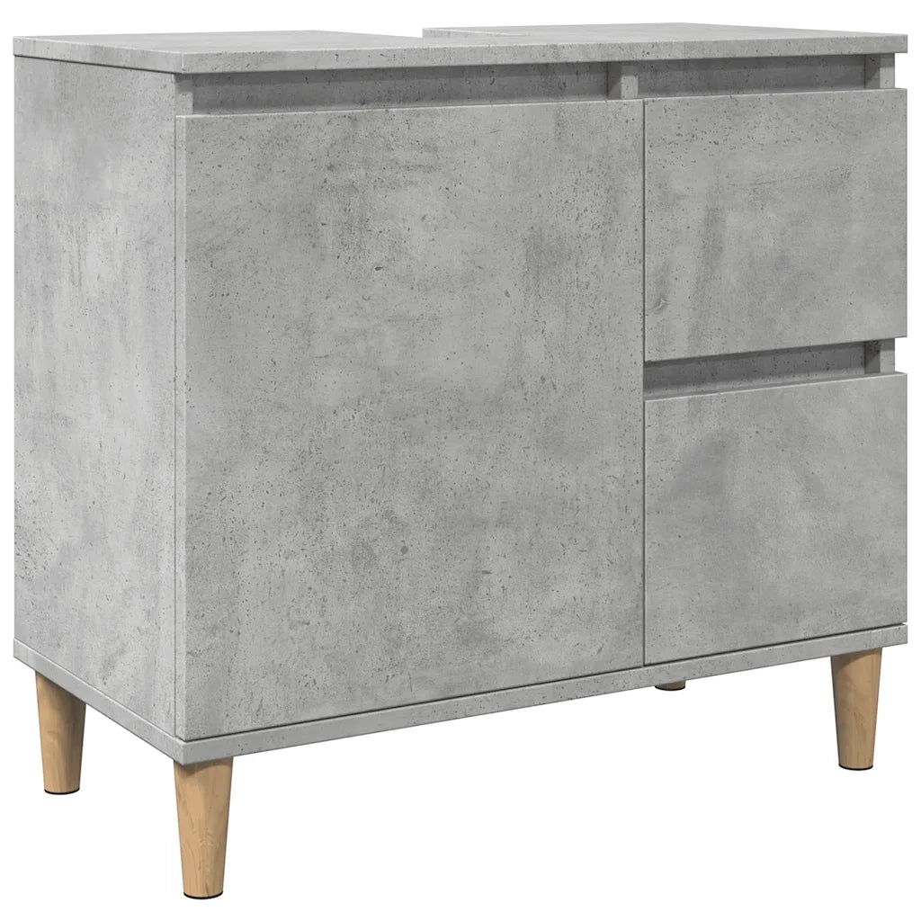 vidaXL Set Mobili da Bagno 3 pz Grigio Cemento in Legno Multistrato