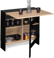 EDI Consolle pieghevole per 2-6 persone con contenitore in legno nero e piano in faggio 150 x 80 cm