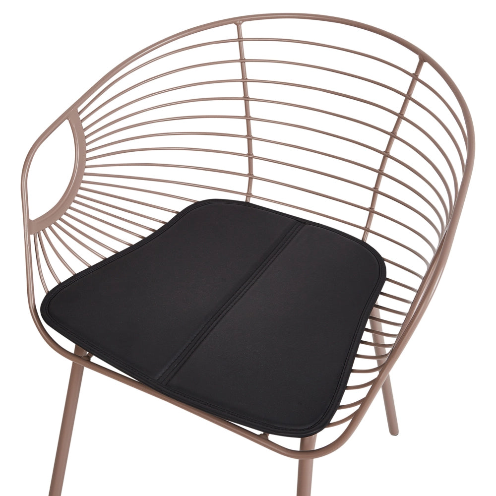 Set di 2 sedie da pranzo in metallo beige design ecopelle Nero cuscino per sedile Glam Industrial Modern