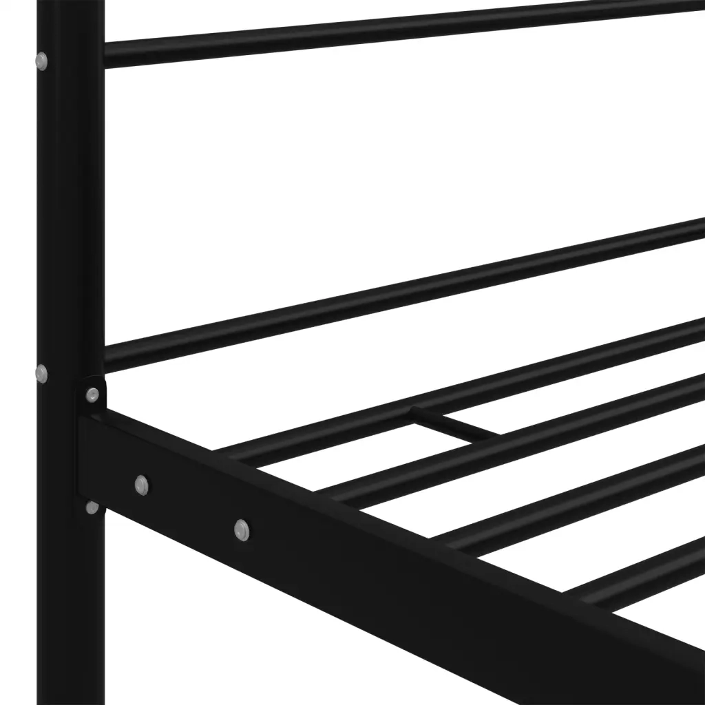 Letto a Baldacchino Nero in Metallo 160x200 cm