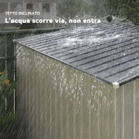 Capanno Attrezzi in Metallo 1.5x2m con Base, Porta Scorrevole e Tetto Inclinato, Bianco