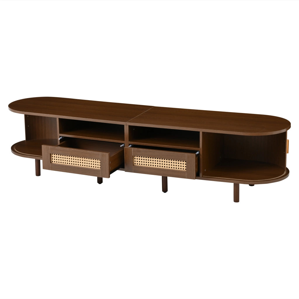 Mobile TV con Cassetti e Ante Scorrevoli Rattan ¨C MINIMAL ¨C Noce 170x40x40 cm