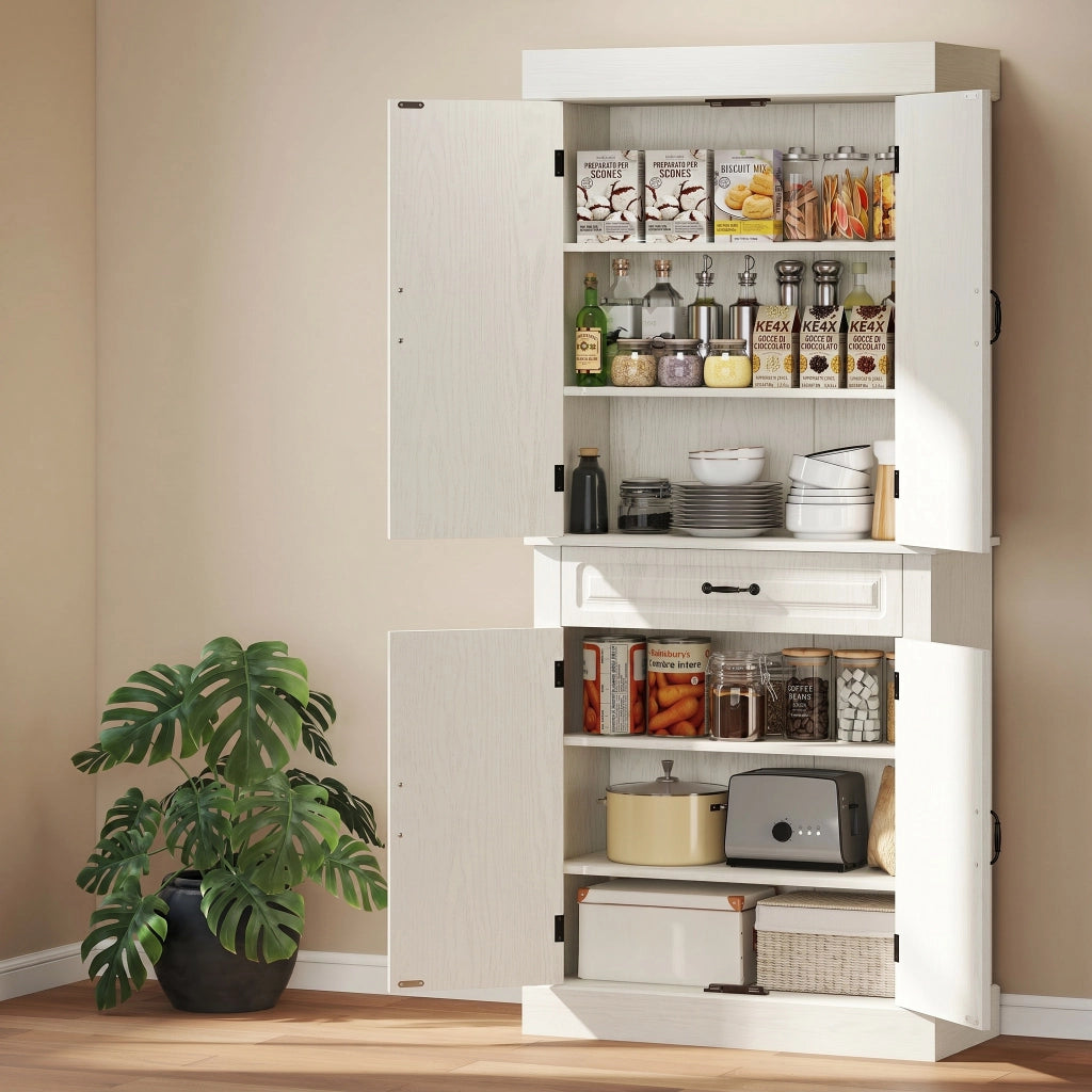 Credenza Cucina con Ante e Cassetto ¨C Zephmum ¨C Bianco 80x35x180cm