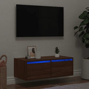 Mobile Porta TV con Luci LED Rovere Marrone 75x35,5x25 cm 860235