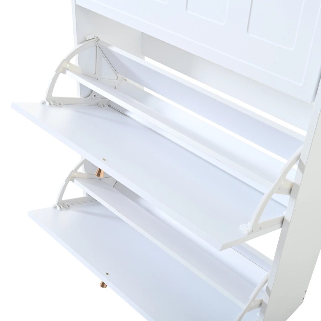 Scarpiera 70x25x123.5 cm con 6 ripiani e 1 cassetto in MDF bianco