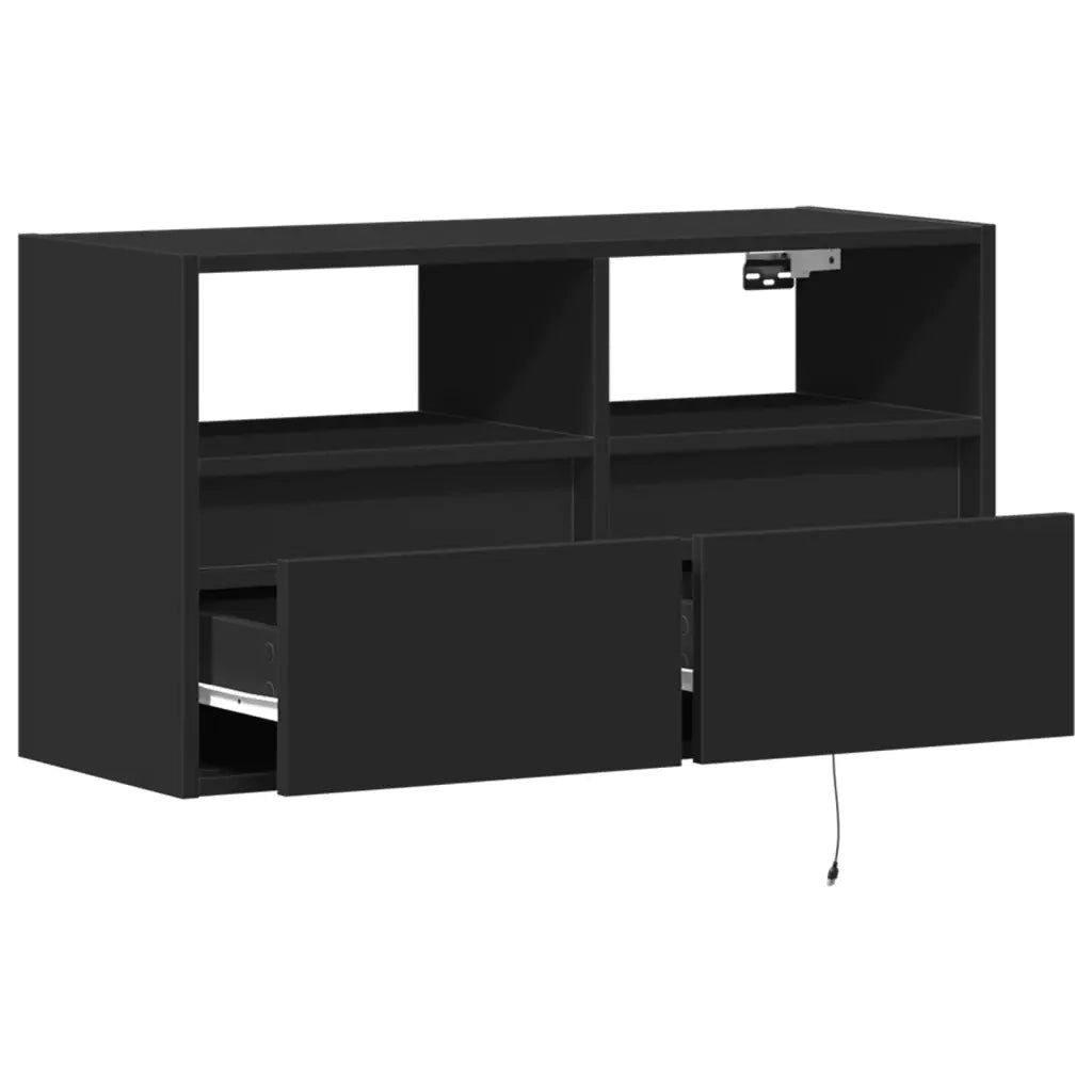 vidaXL Mobile TV a Parete con Luci LED Nero 80x31x45 cm