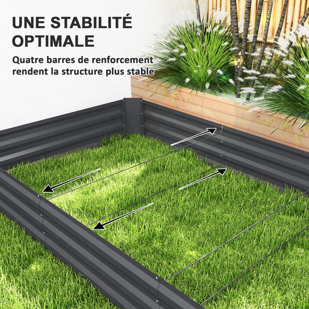 Fioriera Giardino Quadrata ¨C zephmum ¨C Grigio Scuro 240x120x30