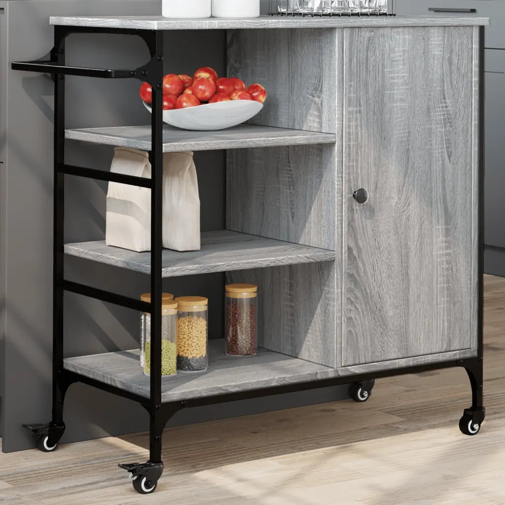 Carrello da Cucina Grigio Sonoma 87,5x38,5x84,5 cm Multistrato 842389