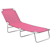 Sedia a sdraio/lettino/lettino da giardino/terrazza/mobili da esterno pieghevoli in acciaio e tessuto rosa 02_0012802