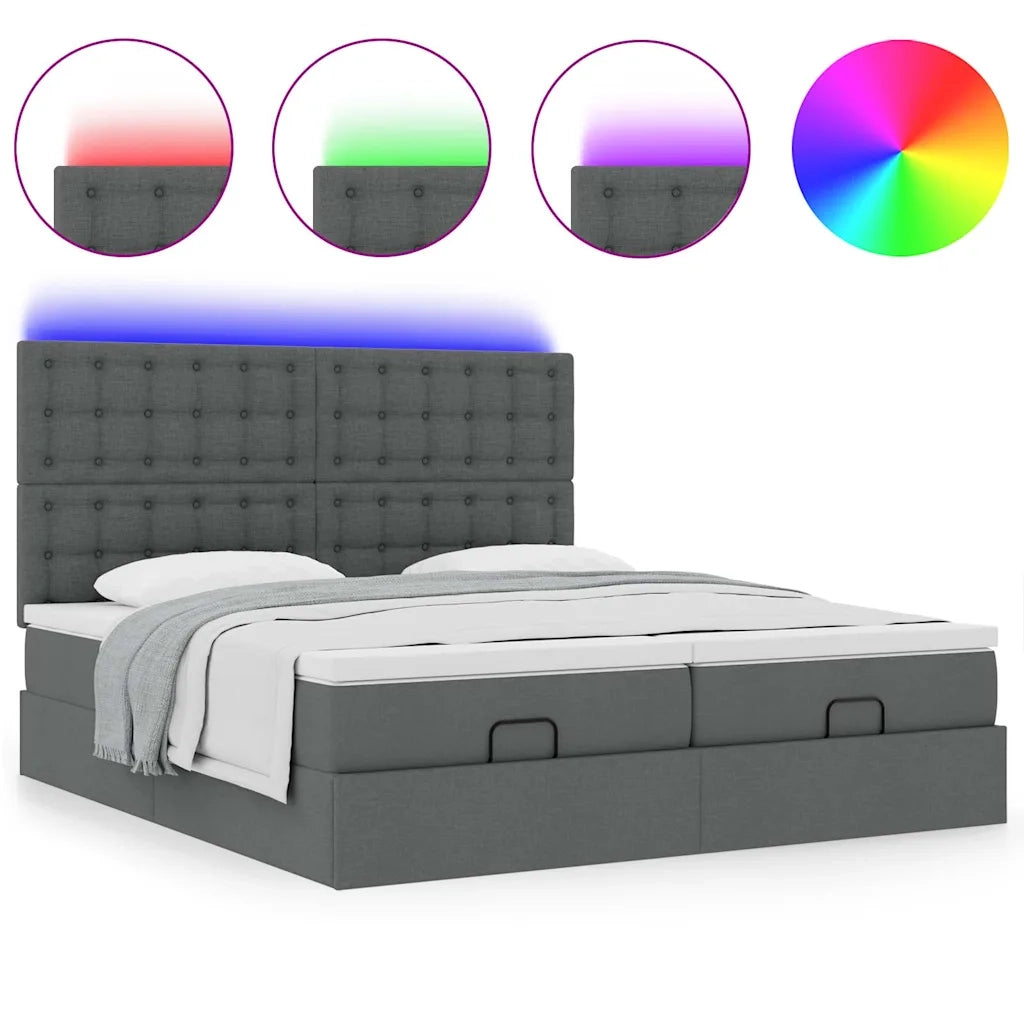 Struttura Letto Pouf con Materassi 200x200 cm in Tessuto 3314591