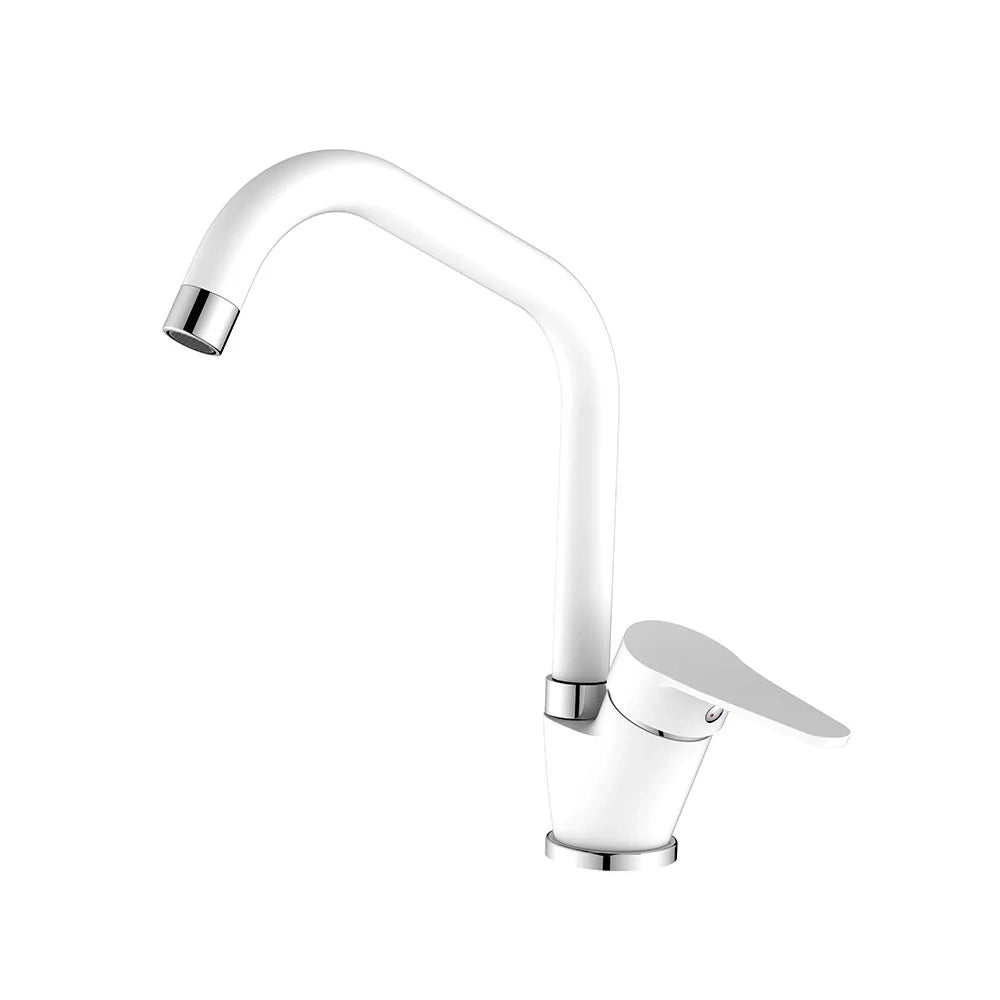 Miscelatore lavello bocca alta bianco opaco con risparmio acqua – Serie Allen