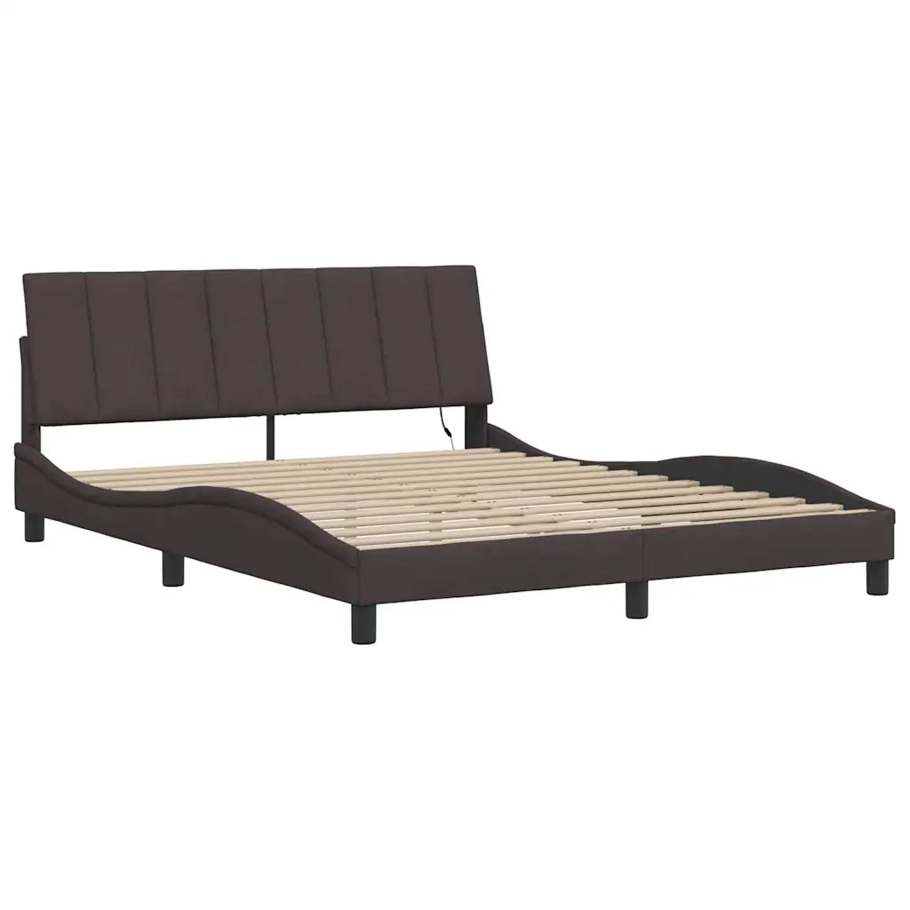 Giroletto senza Materasso-Struttura Letto Hanko Marrone Scuro 160x200 cm Tessuto 801916