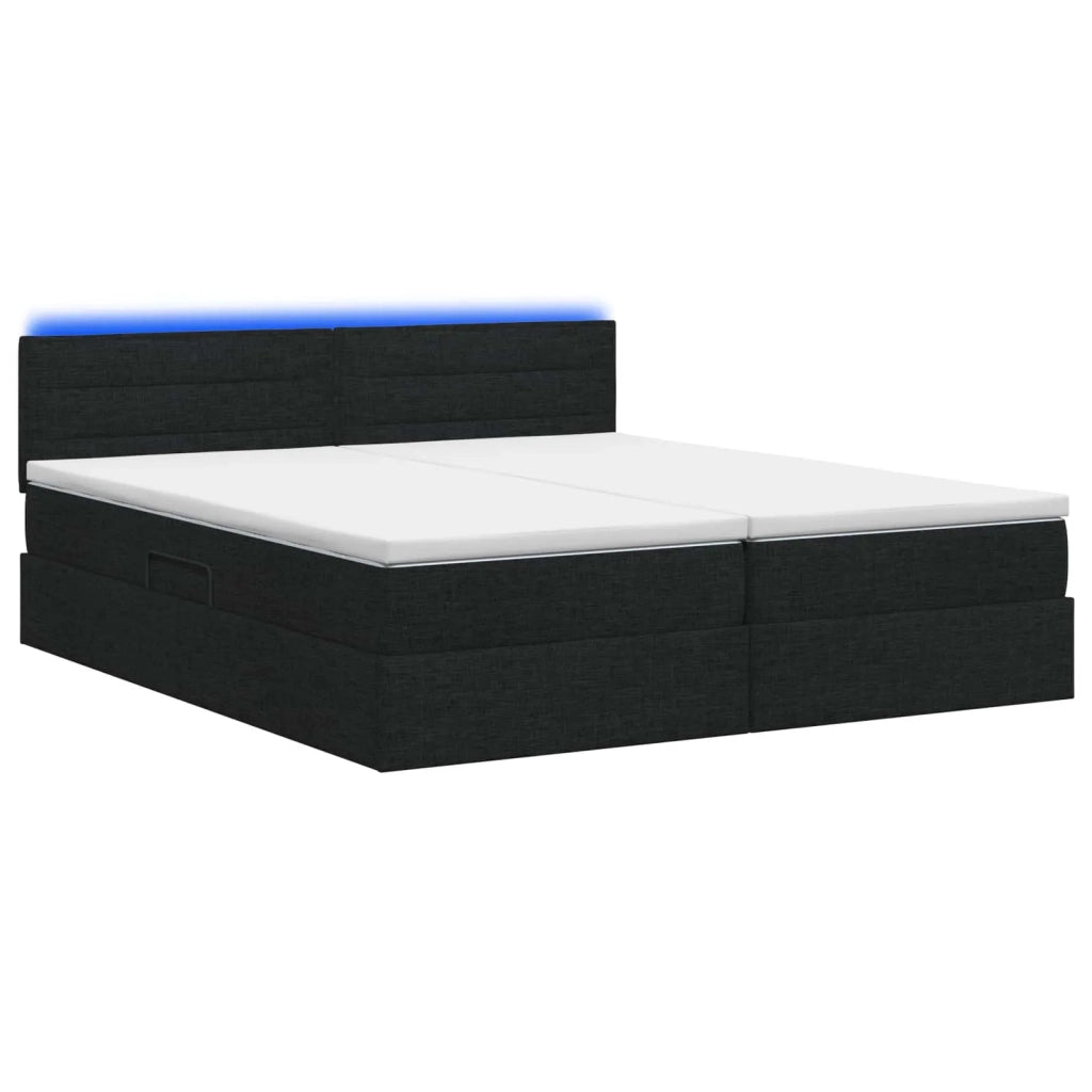 Letto con contenitore LED e materasso Nero 180 x 200 cm Tessuto 3459338
