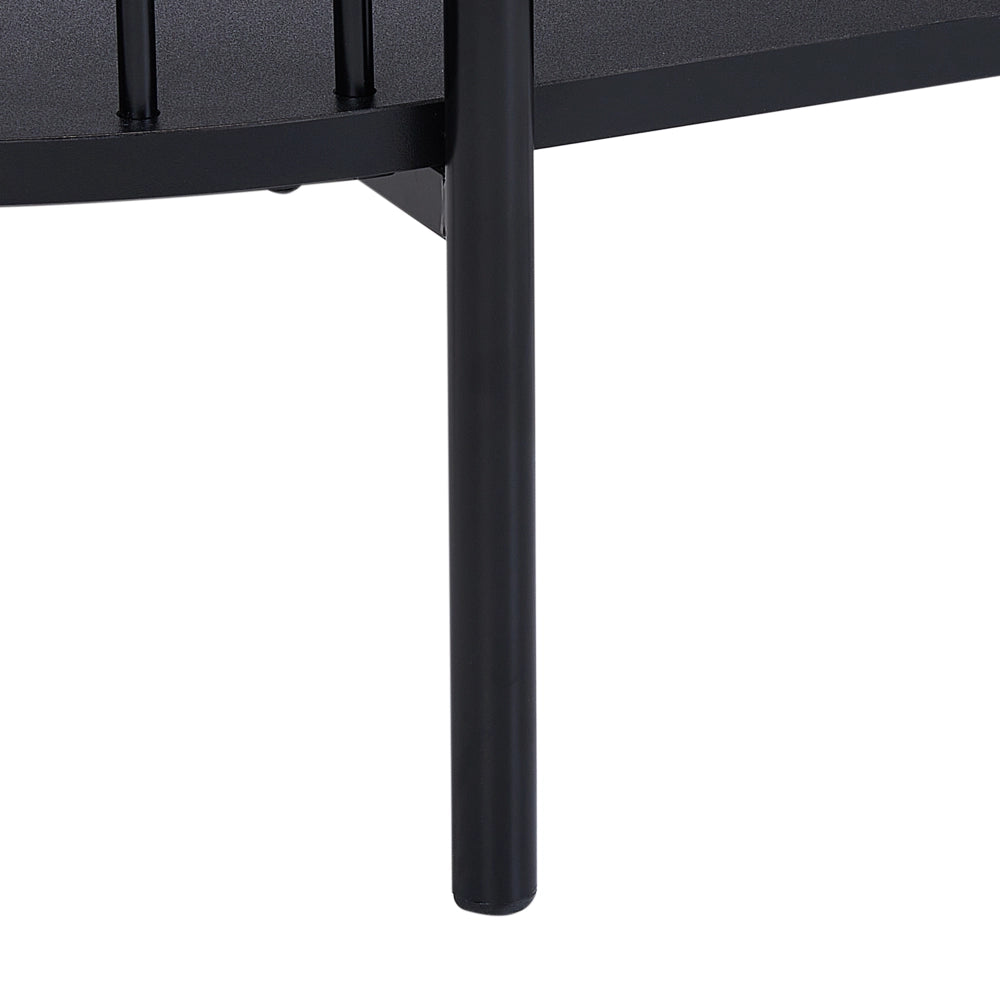 Tavolino ovale con ripiano Piano lungo 103 x 50 cm nero stile retrò