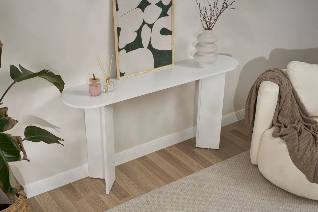 Cercino, Consolle un Ripiano, 150x35x75h cm Bianco