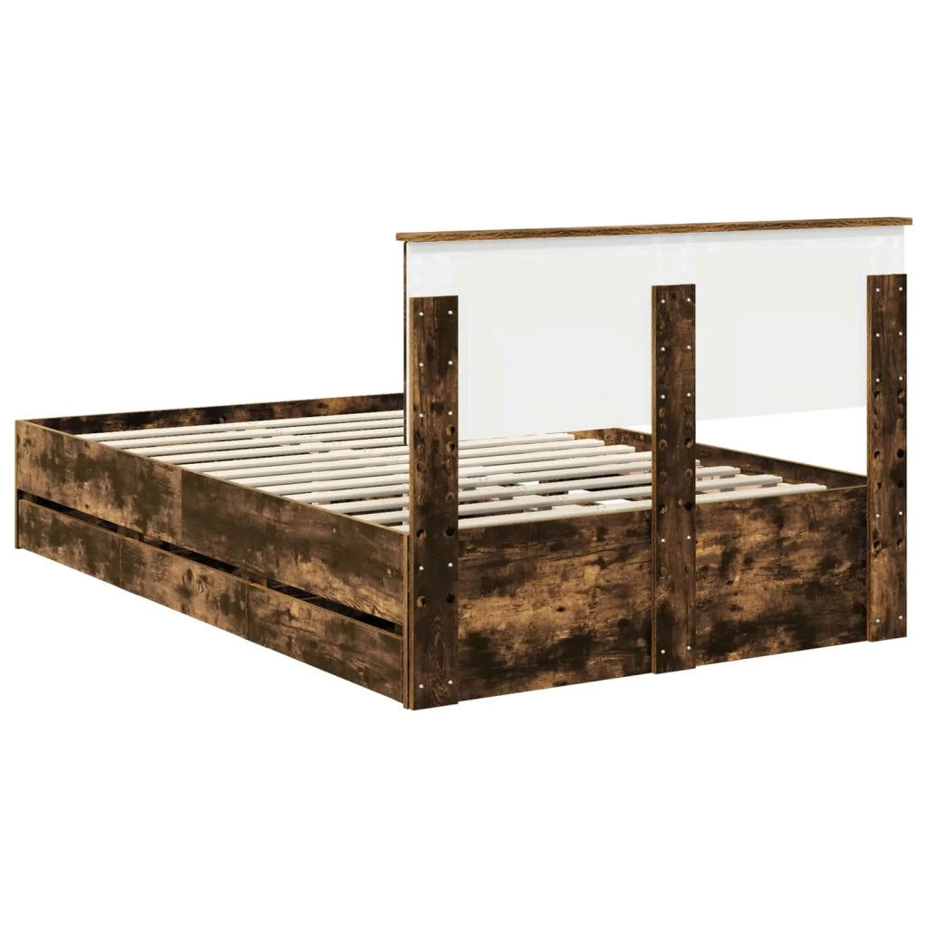 Struttura del letto con cassetto Rovere fumé 120 x 190 cm