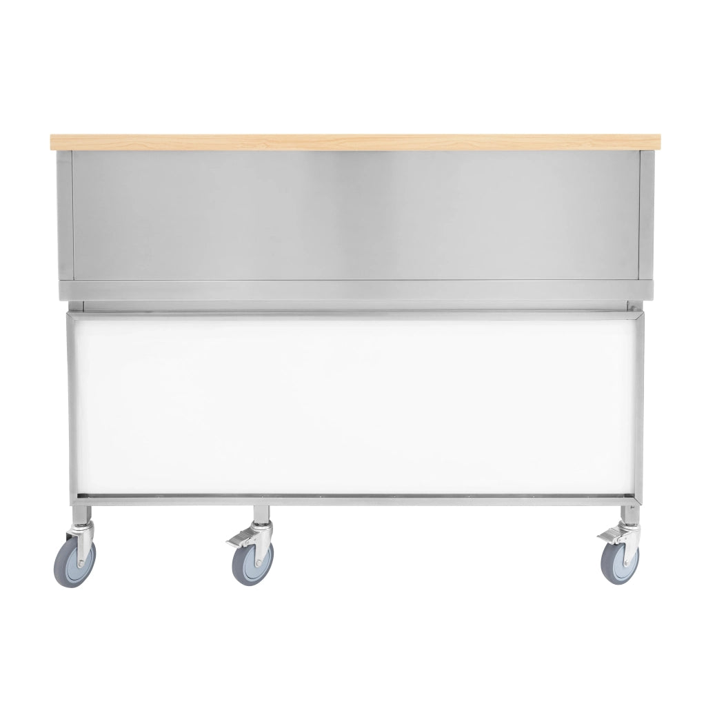 Postazione Bar Cocktail Mobile con Carrello Portaghiaccio 86L su Ruote
