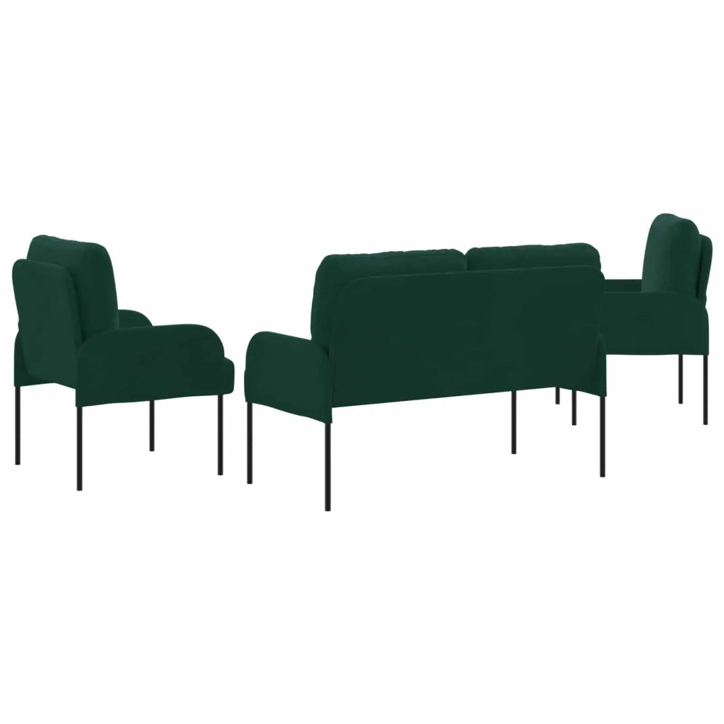 Set divani 3 pcs Verde Scuro 115 x 56 x 80 cm Legno compensato