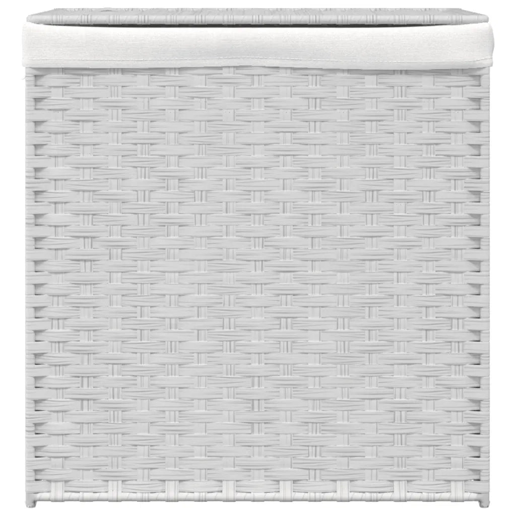Cesto Portabiancheria 2 Sezioni Bianco 53x35x57 cm Polyrattan 372038