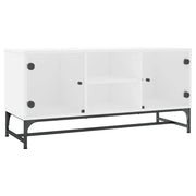 Mobile TV multimediale scaffale TV credenza mobile TV sala da pranzo soggiorno camera da letto con ante in vetro 102 x 37 x 50 cm bianco 02_0026908