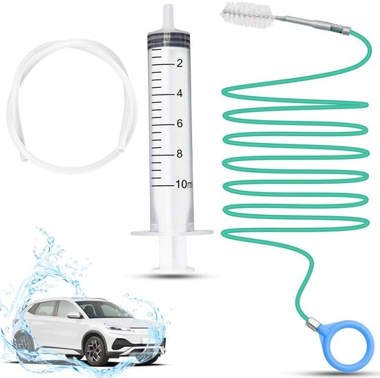 Flexibele afvoerborstel 300 cm, multifunzionale borstello per l'apertura del cofano, pulitore per l'apertura del cofano, pulitore per la portiera, serbatoio del liquido motore, gommone per pneumatici e bocchetta di scarico