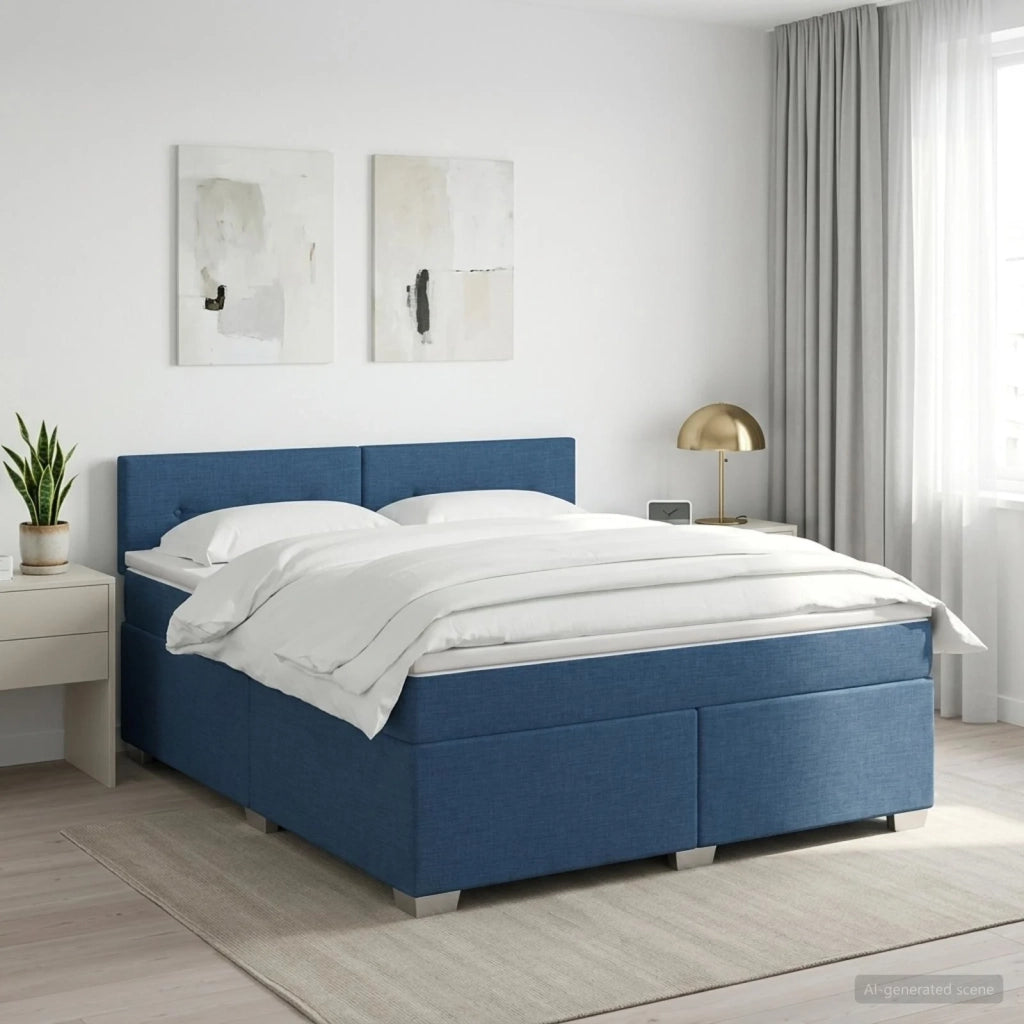Letto box spring con materasso Blu 180 x 200 cm Tessuto 3450543