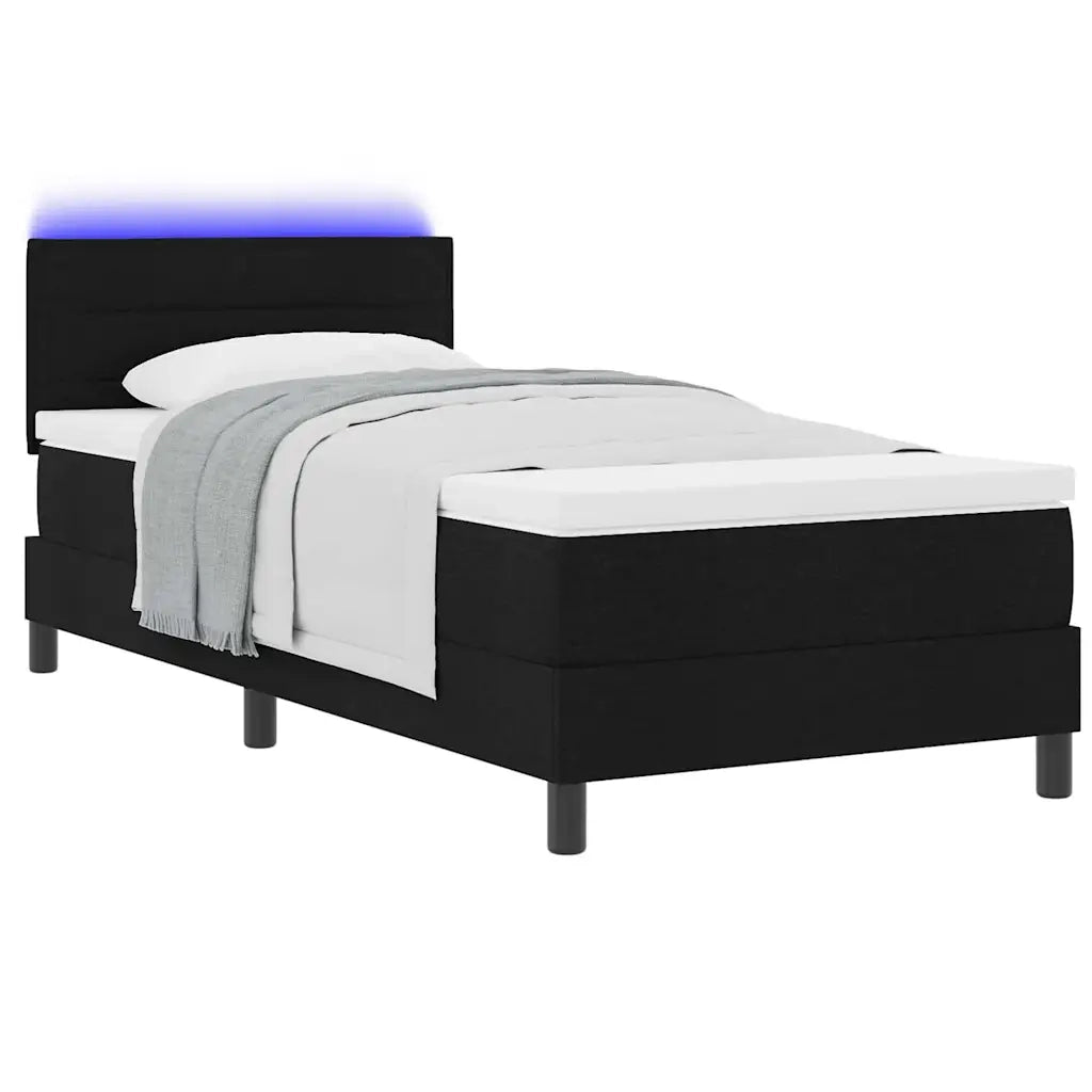 Letto a molle con materasso con led Nero 90 x 190 cm Tessuto 3342095