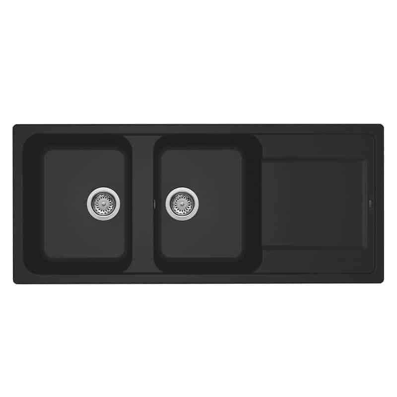 Lavello Elleci Incasso 2 vasche 116x50 Life 500 Granitek Nero LG250040