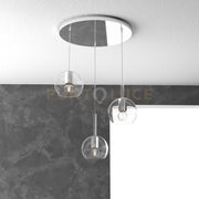 SOSP. CROMO TONDA 3 LUCI VETRI TUTTI PICCOLO TRASPARENTE 1155CR-S3 TP-TR