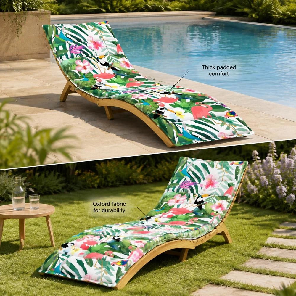 Sun Lounger Cushion, Multicoloured Oxford Fabric