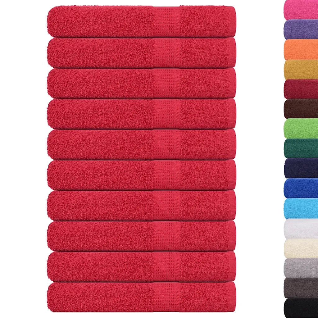 Asciugamani 10 pz Rossi 100x200 cm 360 g/mÂ² 100% Cotone