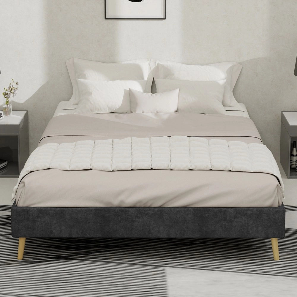 Letto Matrimoniale in Velluto ¨C MINIMAL ¨C Grigio 140x200