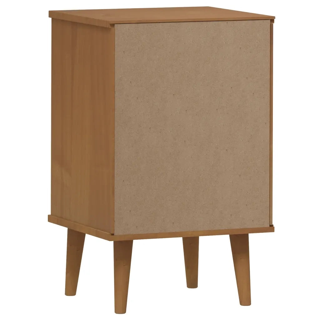 Comodino-Tavolino da notte Marrone MOLDE 40x35x65 cm in Legno Massello di Pino 911043