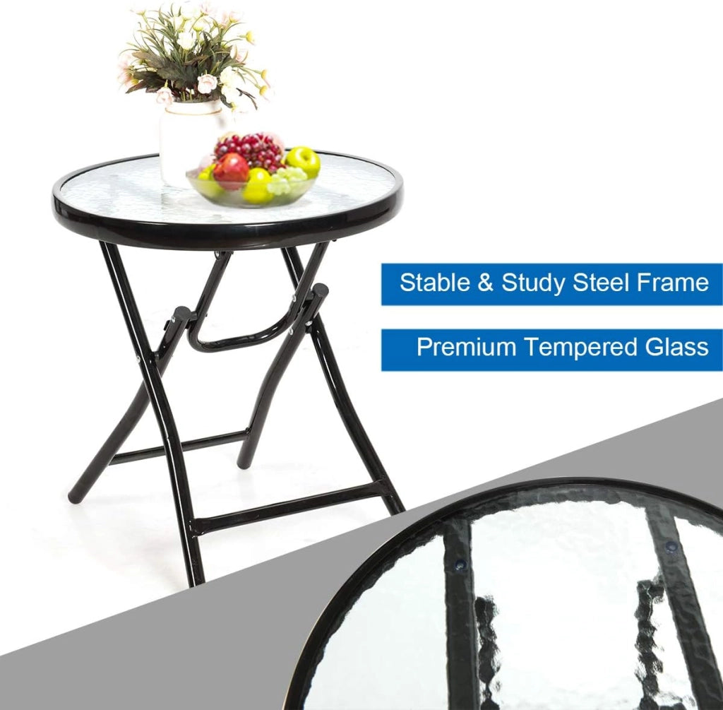 Set di sedie a dondolo pieghevoli, per balcone, set da 3 pezzi, con 1 tavolino e 2 sedie a dondolo, da giardino, per esterni, balcone, set per 2 persone, per balcone, giardino (blu)