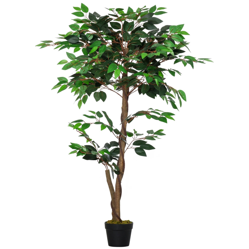 Pianta Artificiale Albero del T¨¨ con 546 Foglie Realistiche e Vaso Cemento 120 cm Verde