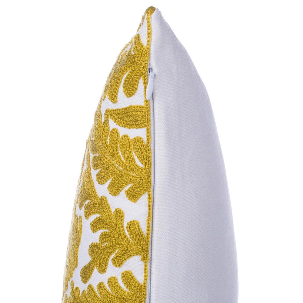 Set di 2 cuscini decorativi in cotone cachi motivo a foglie ricamate 45 x 45 cm Accessori per decorazioni floreali retrò
