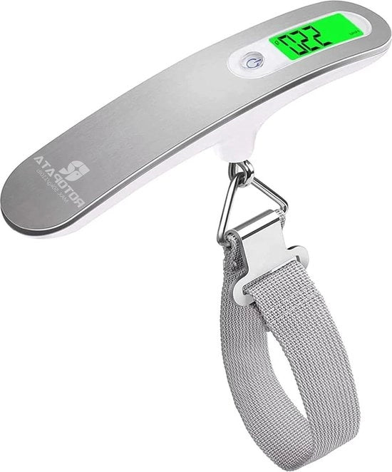 Ponderosimetro - Bilanciere Digitale con Funzione di Avviso per Superpeso - Bilancia Elettronica - 110 kg/50 kg - Display LCD con Illuminazione - Carrello con Ruote - Batteria