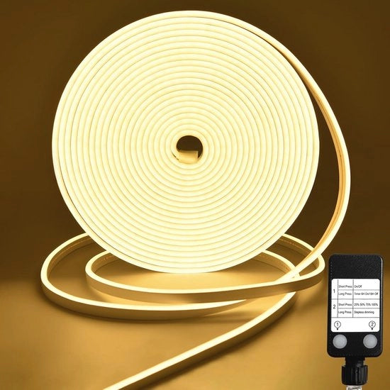Luce LED a LED Strip 10m - Striscia di Luce Neon Acqua-Resistente e Flessibile per Interno e Esterno - Bianco Caldo 2700K
