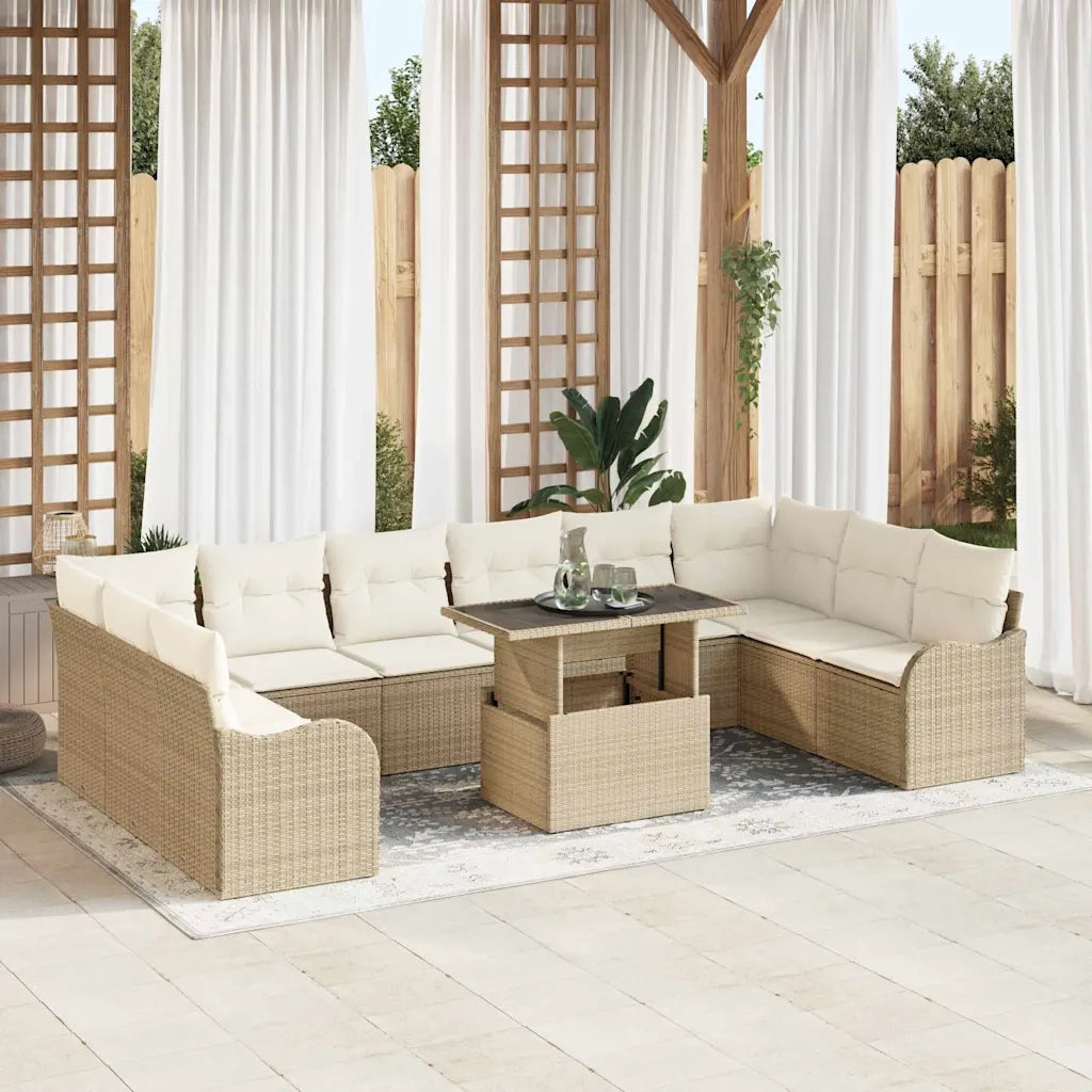 Set Divano da Giardino 11 pcs Beige Rattan in Polipropilene 3357274